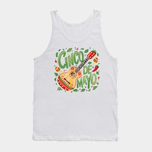 Festive Cinco De Mayo Colorful Maracas Vihuela Design Tank Top